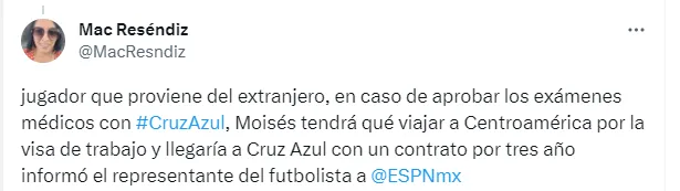 Tuit de Mac Reséndiz