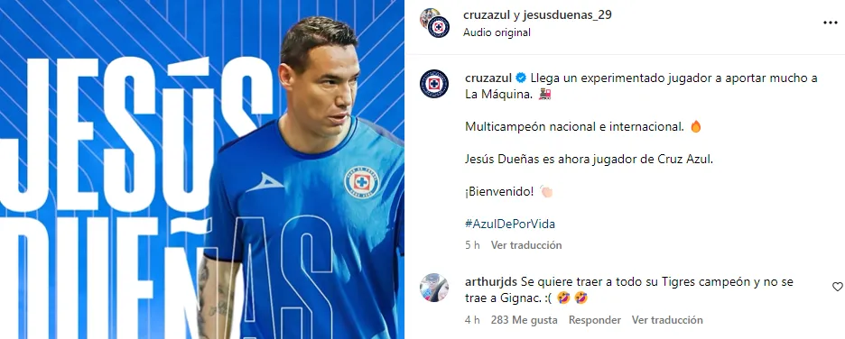 Publicación de Cruz Azul