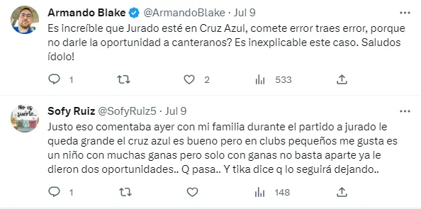 Comentarios de fanáticos