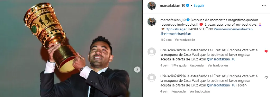 Redes sociales de Marco Fabián