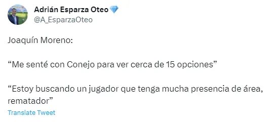 Tuit de Adrián Esparza Oteo