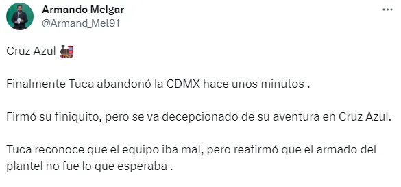 Tuit de Armando Melgar
