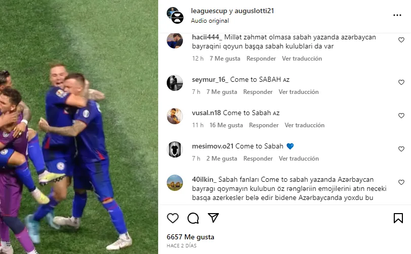 Comentarios de aficionados en IG