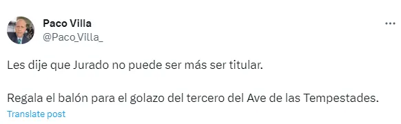 Mensaje  de Paco Villa