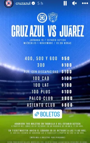 Entradas para el partido contra el FC Juárez