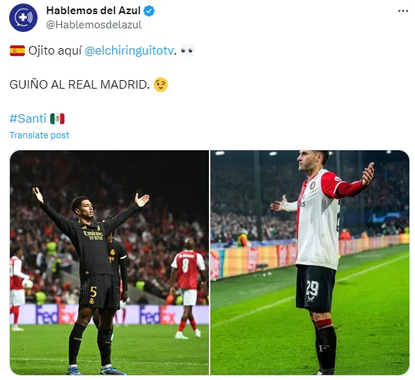 La celebración de Santi Giménez fue vista como guiño al Madrid