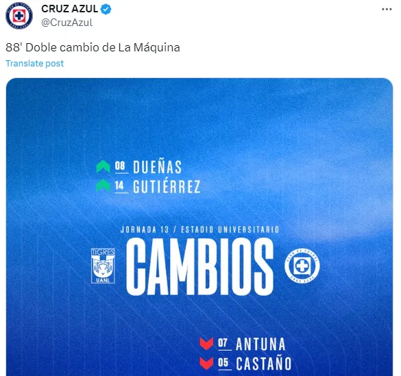 Doble cambio de Joaquín Moreno en los últimos minutos de partido (TW CAZ)