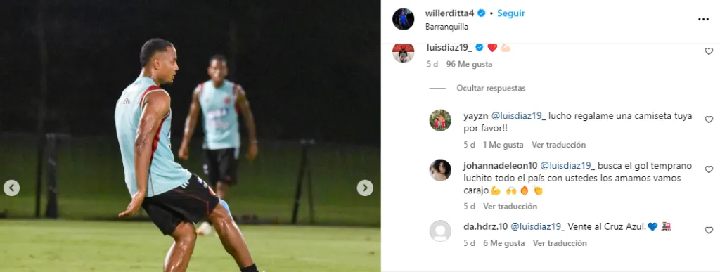 Pedido de un fanático de Cruz Azul a Luis Díaz (IG Willer Ditta)