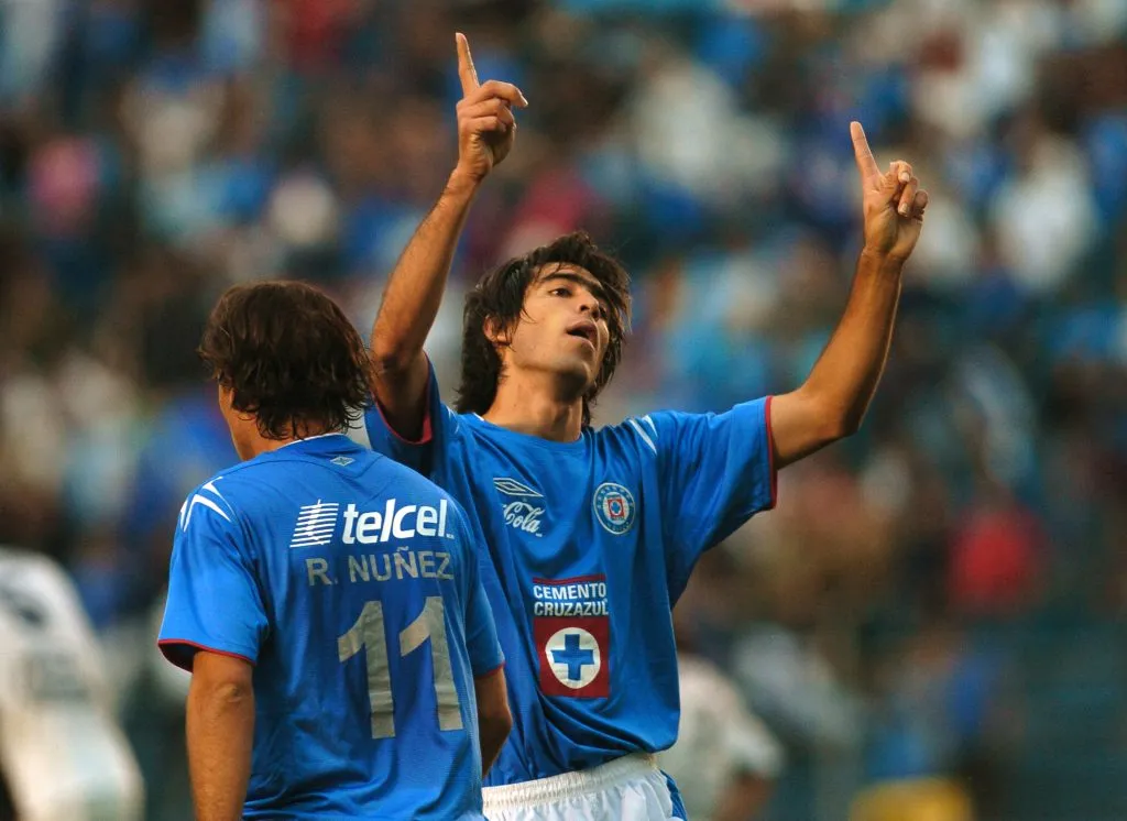 Chelito Delgado, en festejo de gol con Cruz Azul. (Imago7)