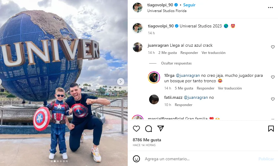 Publicación de Volpi en Instagram