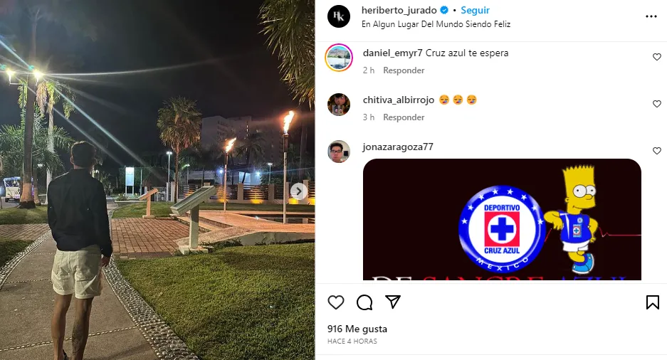Publicación de Heriberto Jurado en Instagram