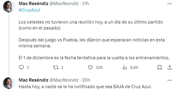 Publicación de Mac Reséndiz en X