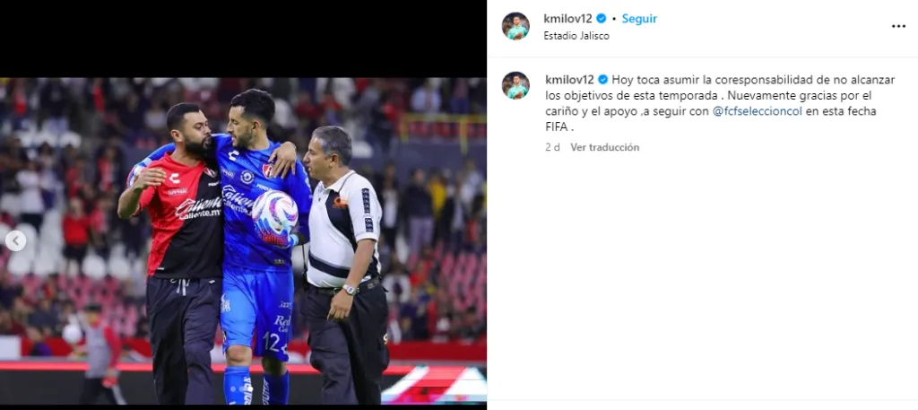 Publicación de Carlos Vargas en Instagram