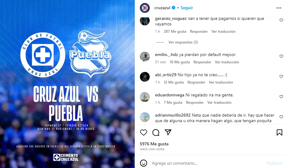 Respuesta de los fanáticos de Cruz Azul al precio de los boletos