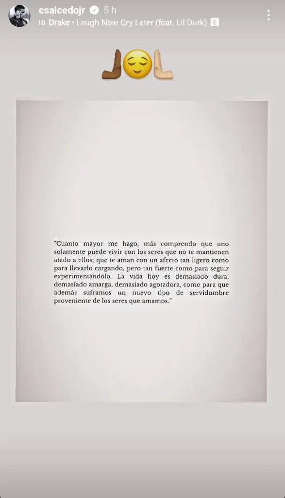 La última storie de Carlos Salcedo. (@csalcedojr)