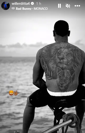 Willer Ditta también se sumó a la moda de los tatuajes que abarcan toda la espalda (IG Willer Ditta)