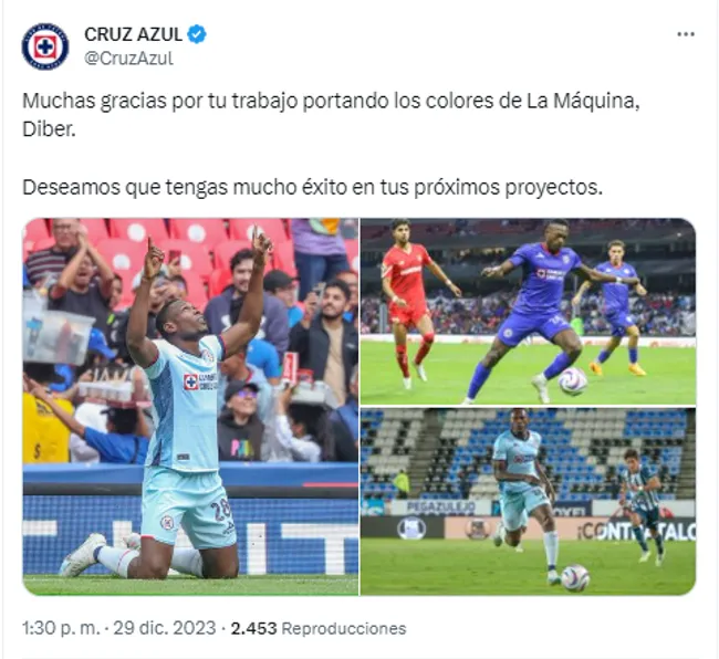 Así despidió Cruz Azul a Diber Cambindo en las redes sociales