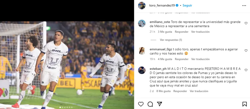Reacciones de fanáticos de Pumas a la publicación del Toro Fernández