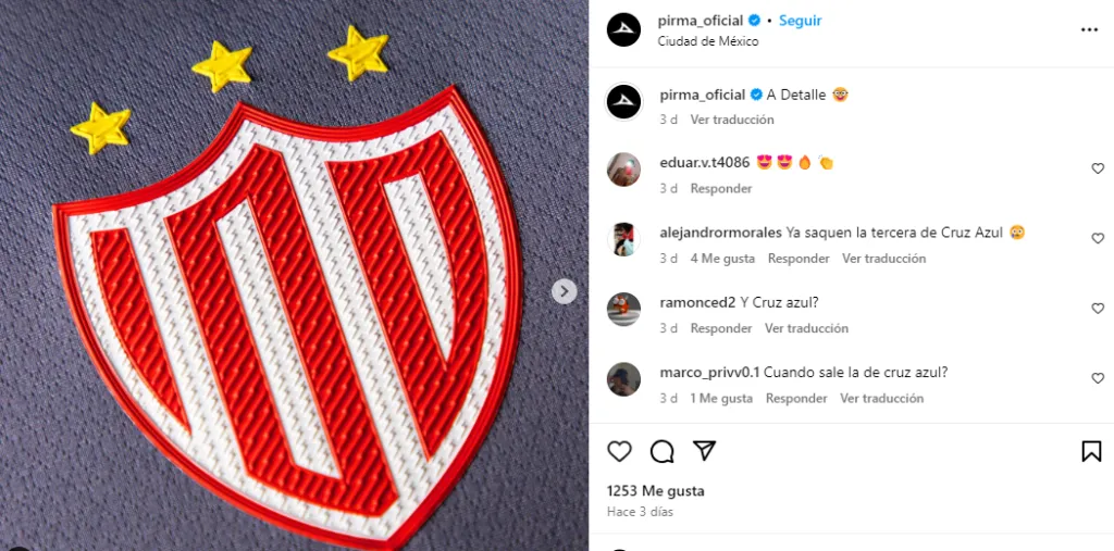 Publicación de Pirma en sus redes sociales