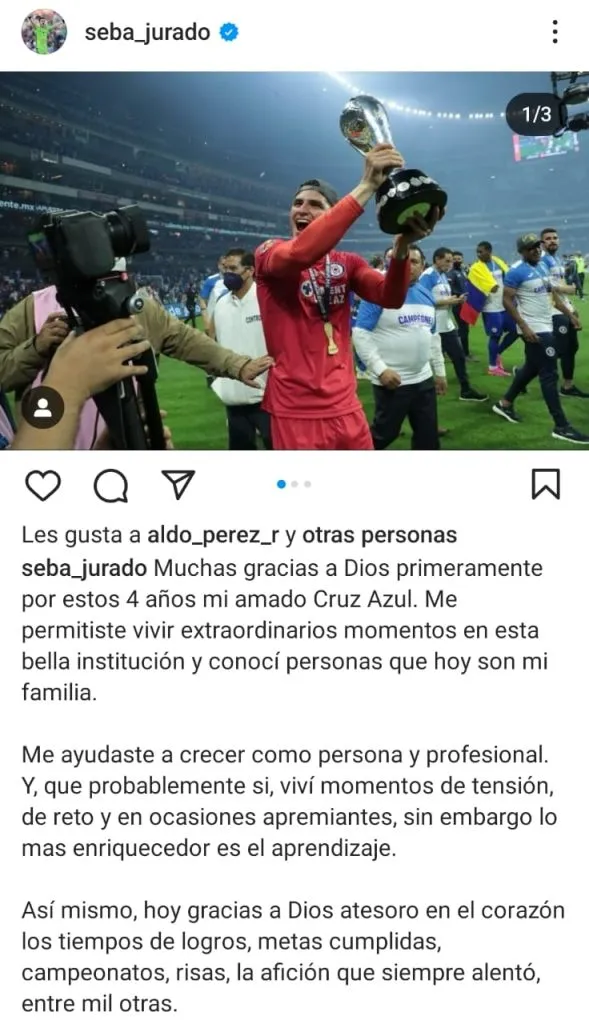 Emotiva despedida de Sebastián Jurado.
