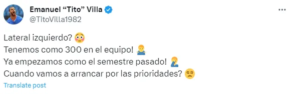 Emanuel Villa en su cuenta de X (antes Twitter)