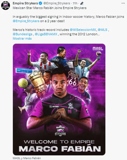 Marco Fabián al futbol sala. (@Empire_Strykers)