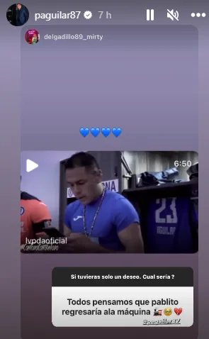 Publicación de Pablo Aguilar  en sus historias de Instagram