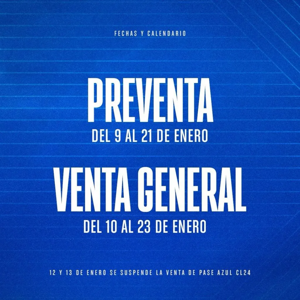 Las fechas de venta del Pase Azul. (Foto: Cruz Azul)