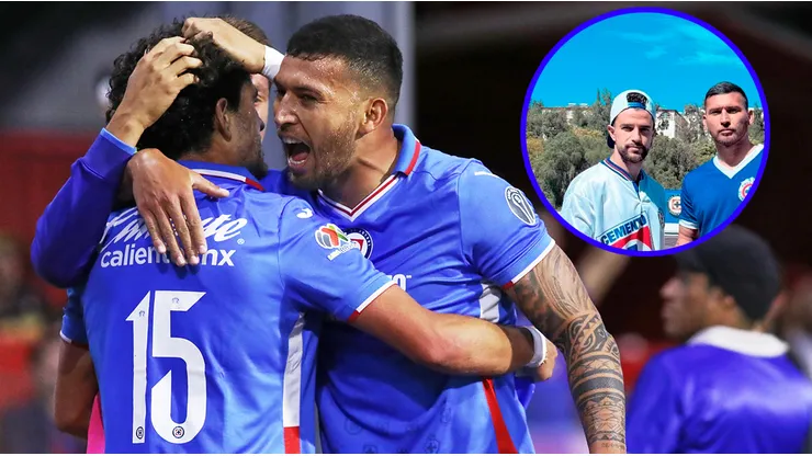 Los capitanes posaron con camisetas retro de Cruz Azul.
