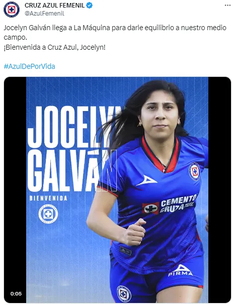 Cruz Azul Femenil tiene a su sexto refuerzo. (@AzulFemenil)