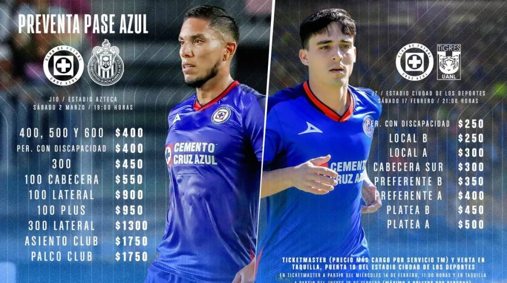 Aumento excesivo en los boletos del Cruz Azul vs. Chivas (Oficial Cruz Azul)