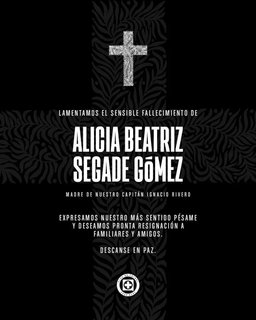 Cruz Azul lamentó el fallecimiento de la madre de Nacho Rivero