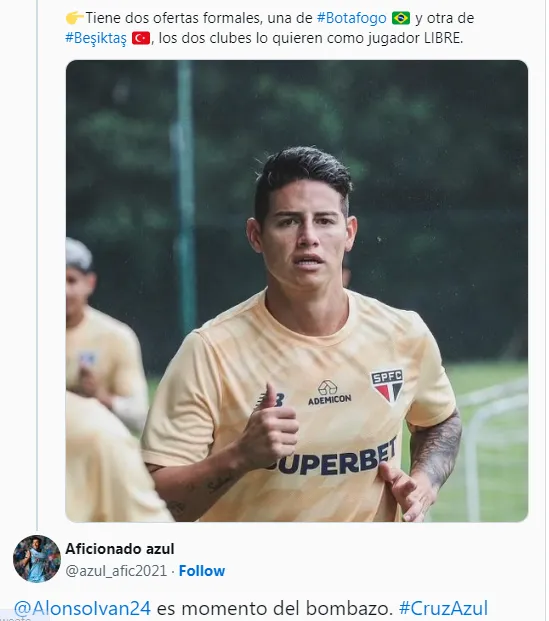 Reacción a la información sobre el futuro de James Rodríguez
