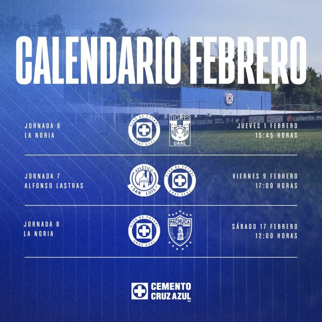 El calendario de febrero. (Foto: Vamos Azul)