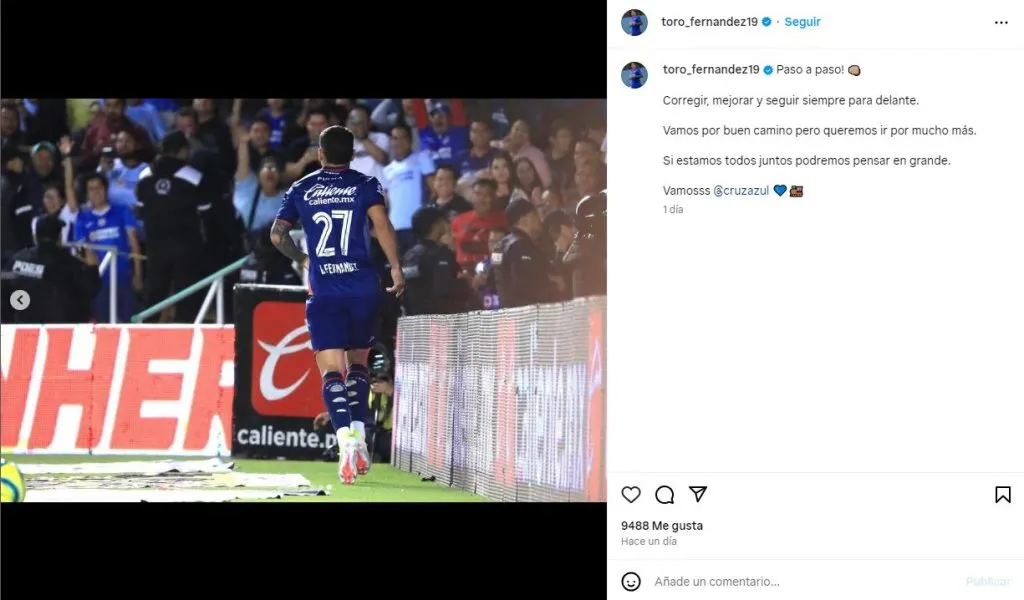 El mensaje de Gabriel Fernández para Cruz Azul (Instagram)