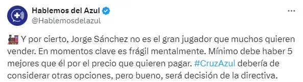 Los aficionados de Cruz Azul ardidos con Jorge Sánchez (X)