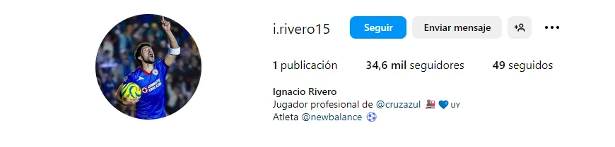Perfil nuevo de Ignacio Rivero en Instagram
