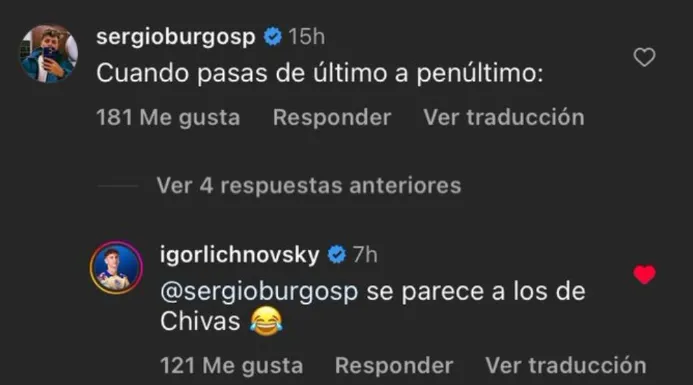 Publicación de Lichnovsky en Instagram