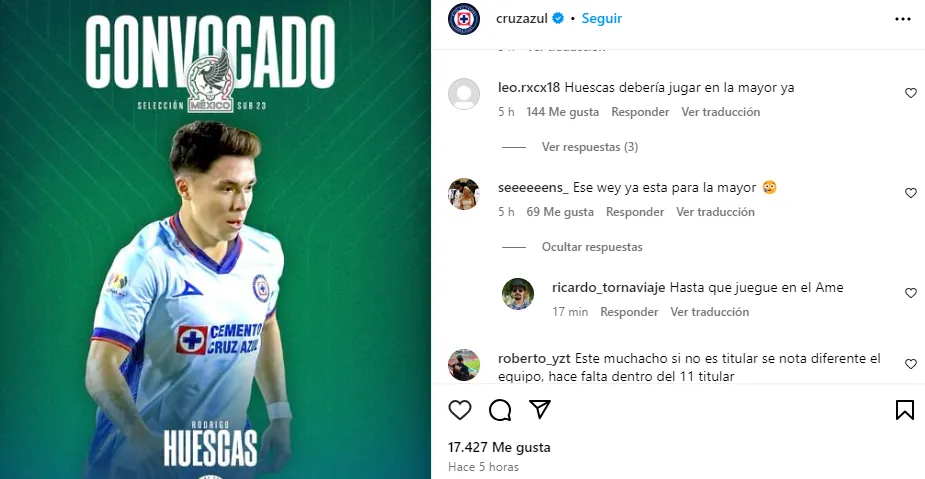 Comentarios de la afición sobre la convocatoria de Rodrigo Huescas