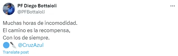 Mensaje de Diego Bottaioli en redes sociales