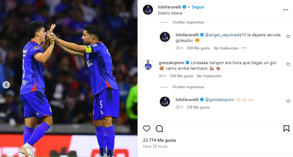 El mensaje de Gonzalo Piovi a Lorenzo Faravelli