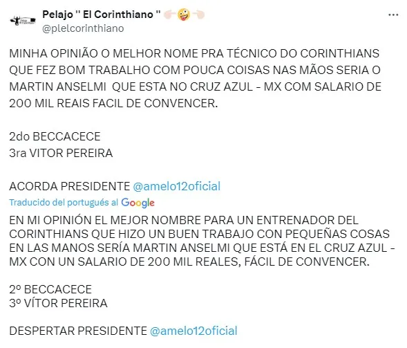 En Brasil siguen soñando con Martín Anselmi en Corinthians (X)