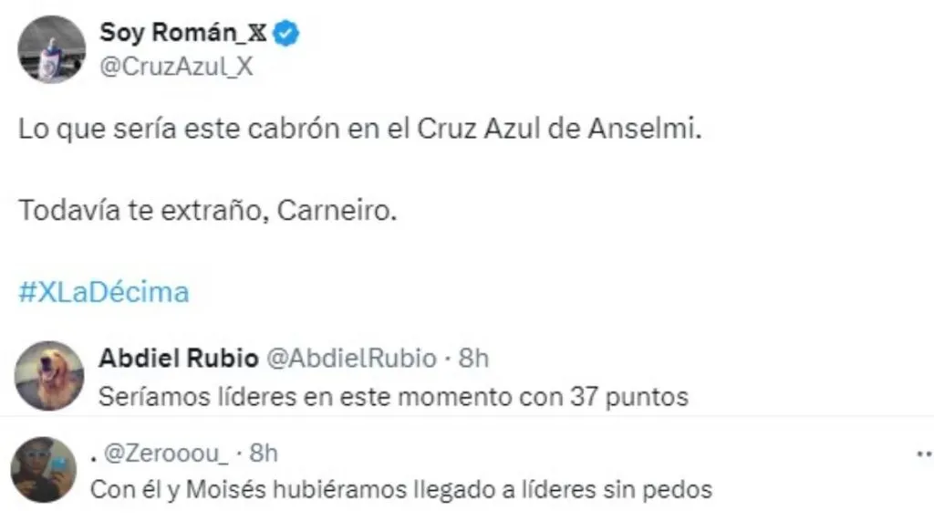 La afición de Cruz Azul se lamenta por el presente de Gonzalo Carneiro (X)