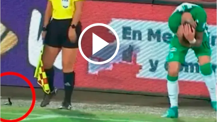 El jugador uruguayo se disponía a buscar el balón cuando desde las gradas arrojaron un cuchillo que impactó en su humanidad.