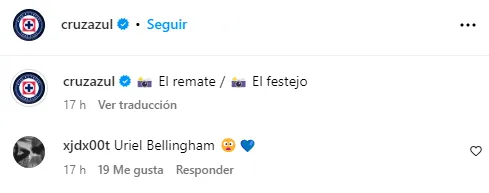 Aficionado renombra a Uriel Antuna en la cuenta de Cruz Azul