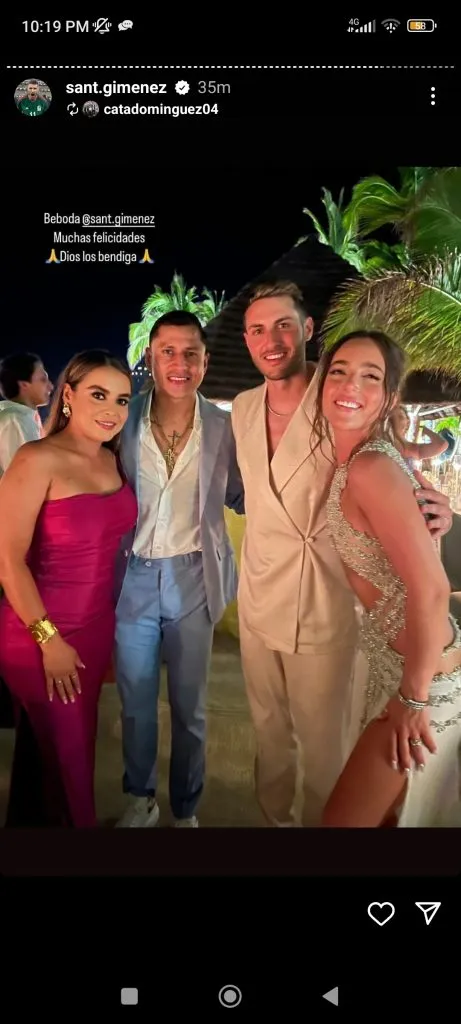 Publicación de Giménez con el Cata Domínguez (IG Santiago Giménez)