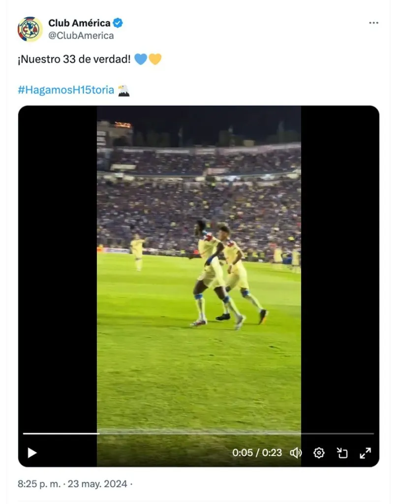 La irrespetuosa burla del América a Cruz Azul tras el gol de Quiñones.