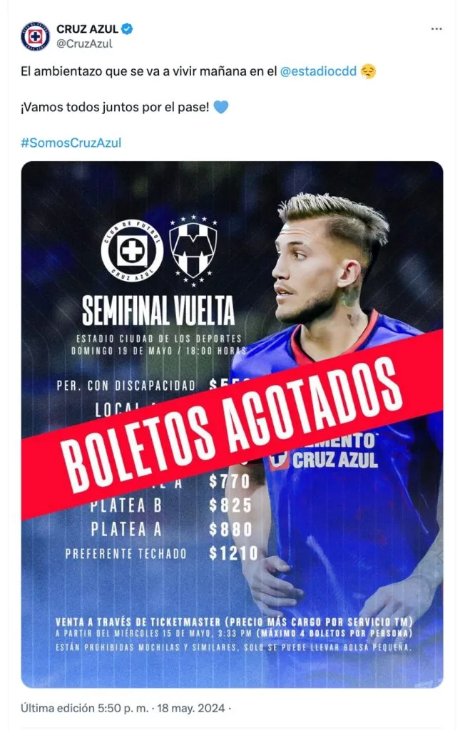 El Estadio Azul registrará un nuevo lleno.