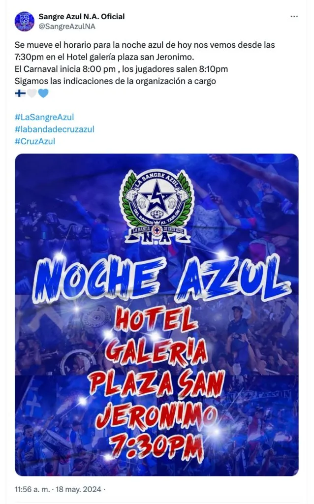 Serenata a Cruz Azul.