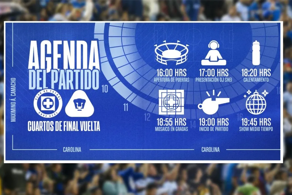 Agenda de partido: Cruz Azul vs. Pumas